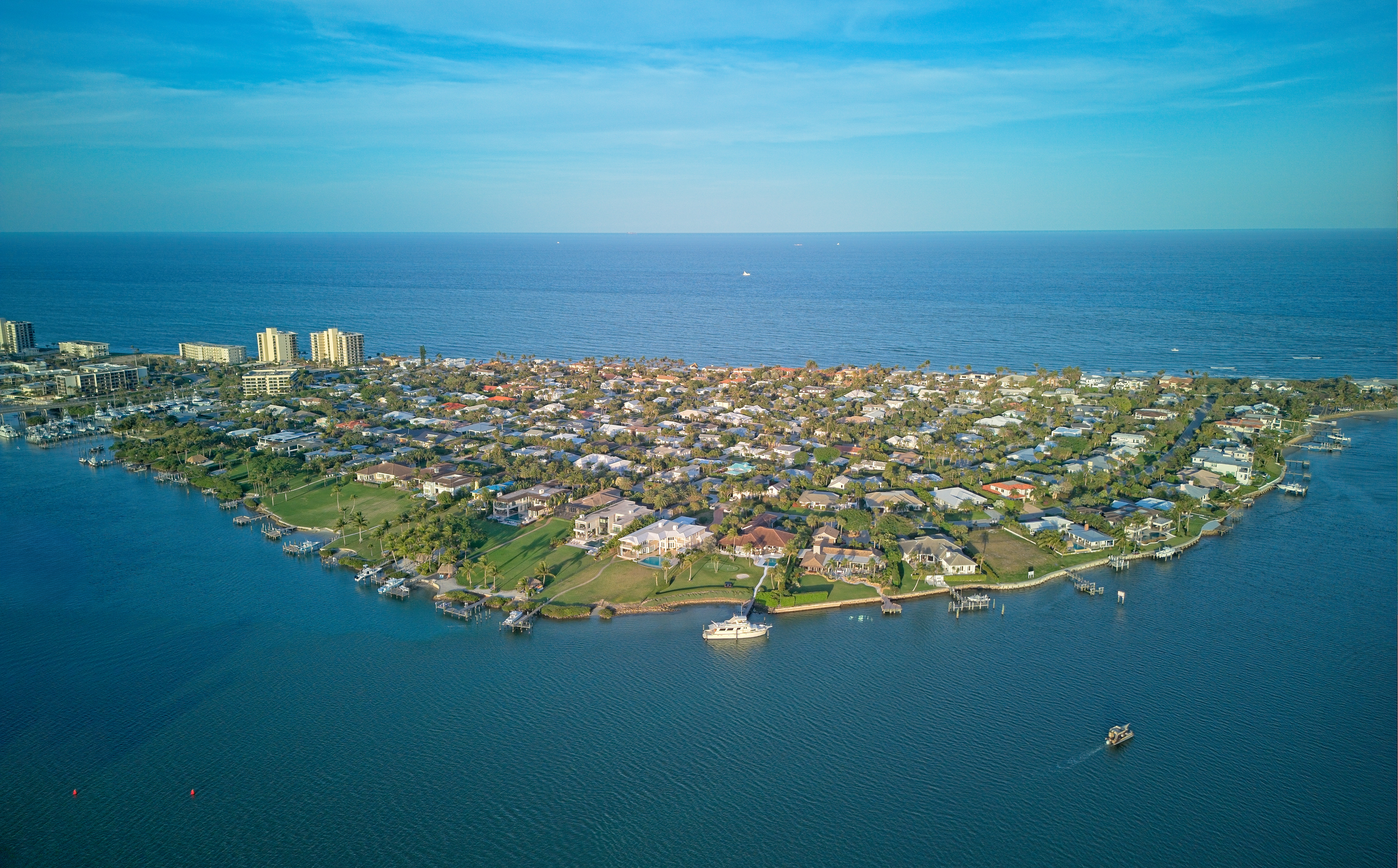 Jupiter Inlet Colony aerial view - luxury barrier island real estate